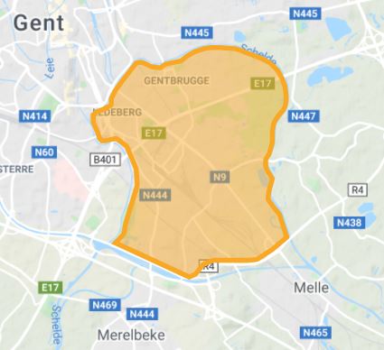 kaart Gentbrugge